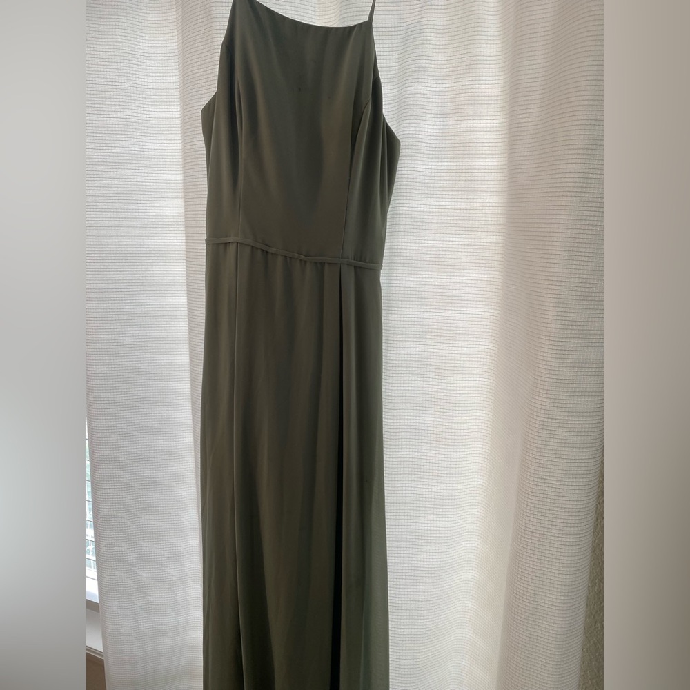 Elegant Olive Green Sleeveless Dress